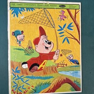 Jigsaw Puzzle Alvin‎ & the Chipmunks VTG 1964 Frame Tray Whitman Preschool 1960s